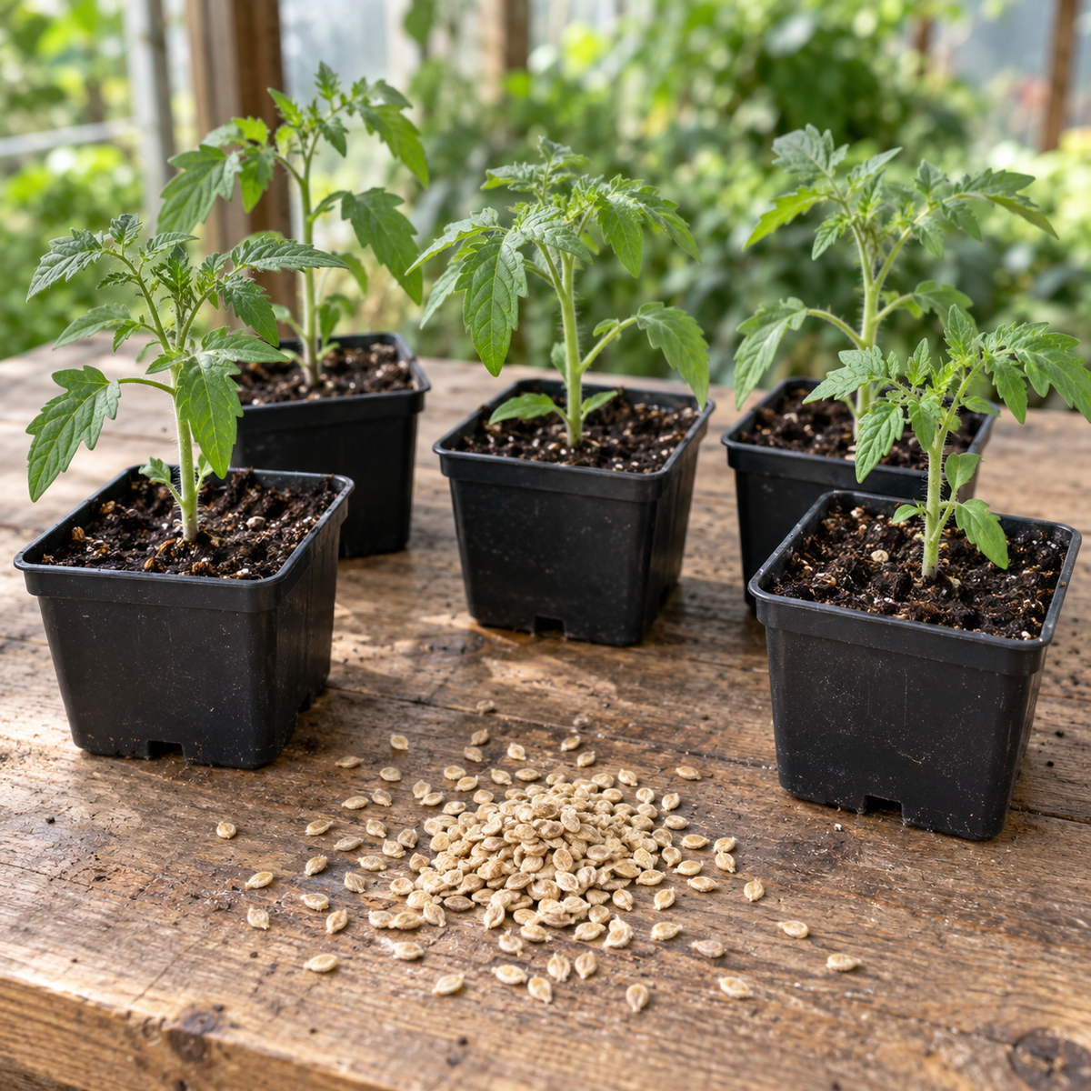 Vergleich zwischen Tomatensämlingen im Topf und Tomaten Samen