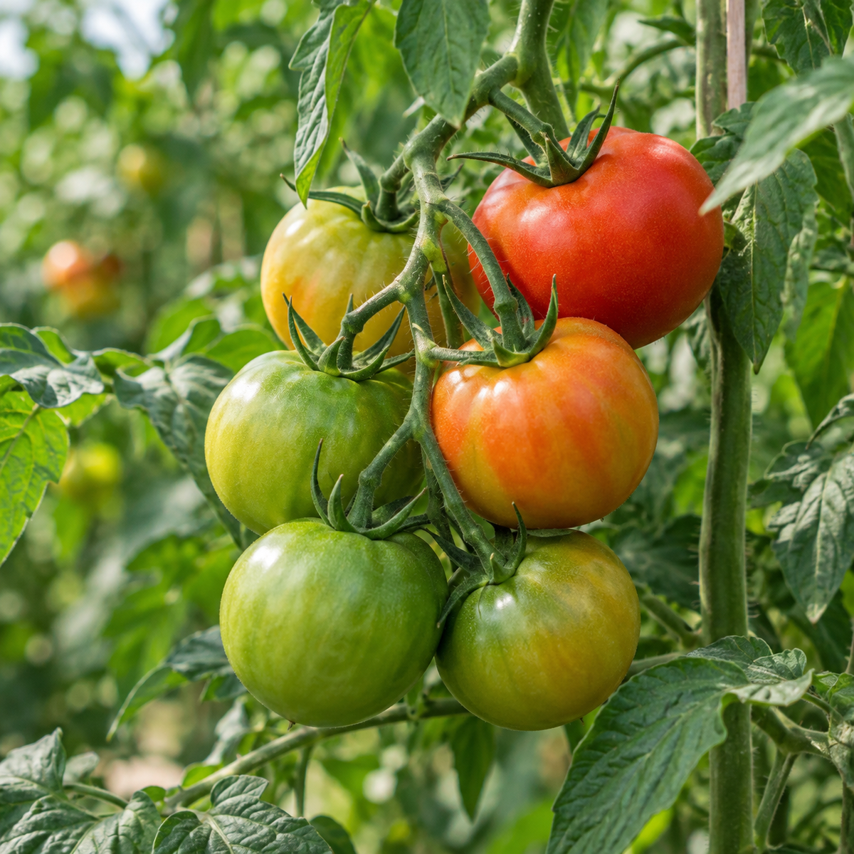 Unreife grüne Tomaten zum Nachreifen