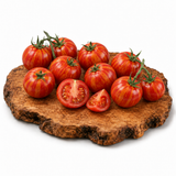 Tigerella Tomatenpflanze mit rot-orange gestreiften Früchten